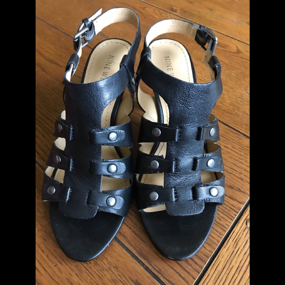 Nine West Leather Sandal Heels
